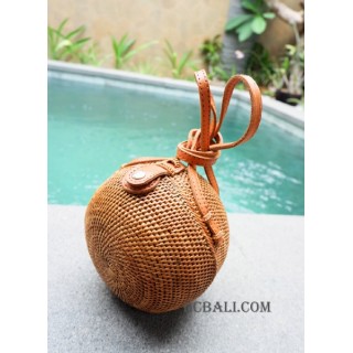 balls coins bags rattan leather handle long